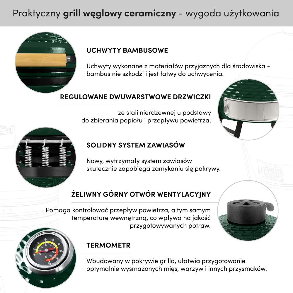 Grill węglowy ceramiczny 16T” z pokrywą - zdjęcie 15